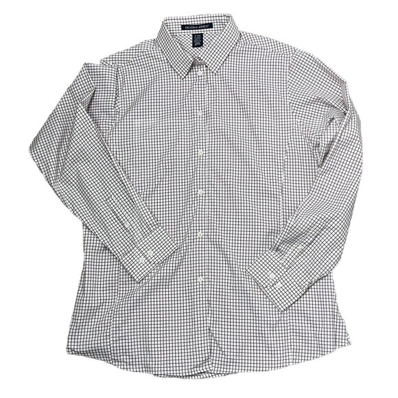 Devon & Jones Top XL Long Sleeve Button Up Shirt Stretch Plaid Blouse Career - Picture 2 of 3